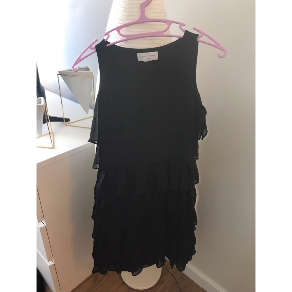 Jessica Simpson black ruffle dress